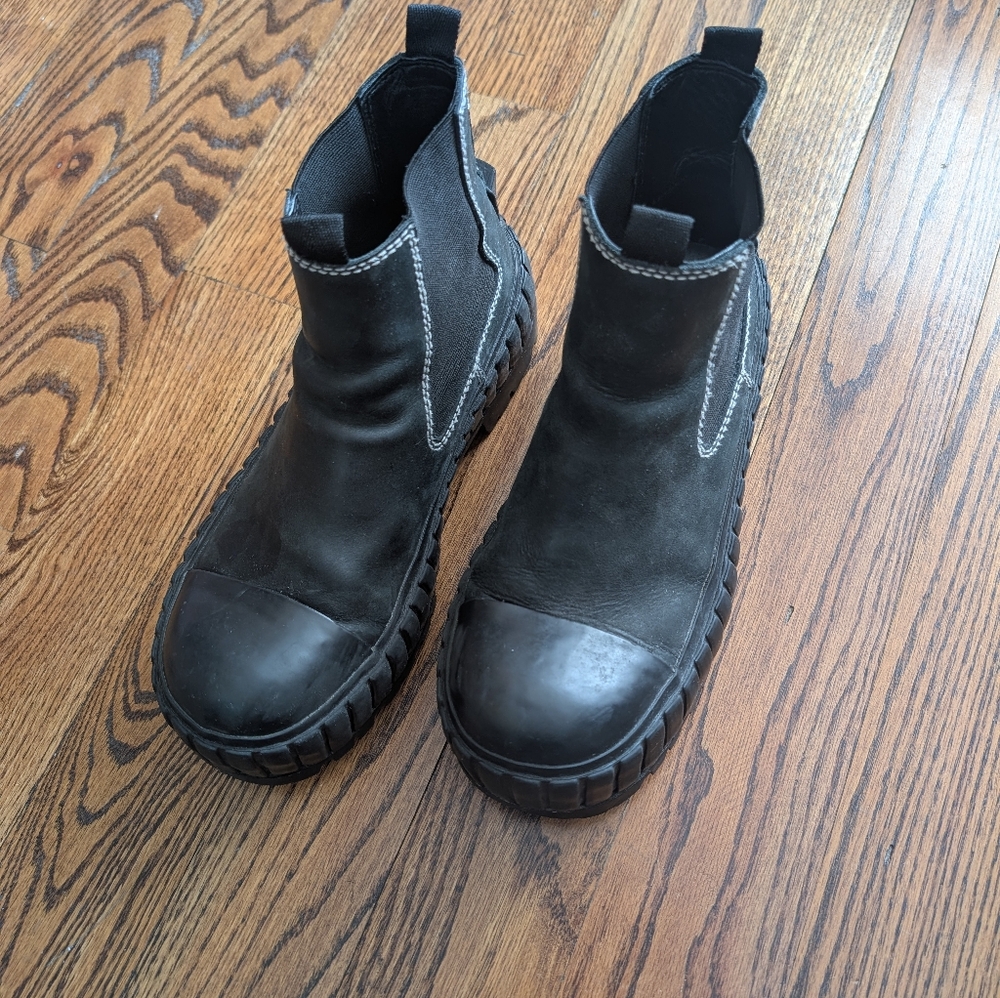 MM6 Maison Margiela Green Black Chunky Lug Chelsea Ankle Platform Boots - Picture 3 of 16